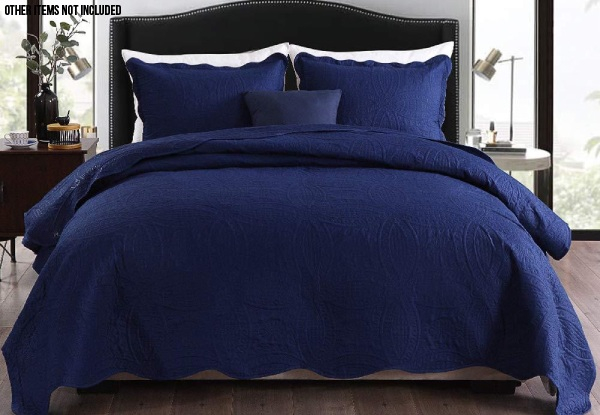 Three-Piece Embossed Coverlet Bedspread Set - Two Sizes & Three Colours Available