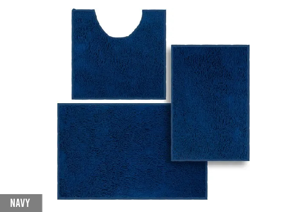 Three-Piece Non-Slip Absorbent Bath Mat - Seven Colours Available