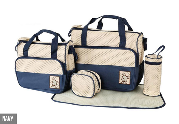 Five-Piece Baby Nappy Bag Set - Three Colours Available