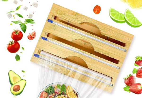 Three-in-One Bamboo Wrap Organiser with Cutter