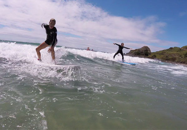 Two-Hour Group Surfing New Zealand Lesson incl. Board & Wetsuit Hire for One Person - Options for Two People or a Private Lesson - Valid for Saturday & Sunday Only