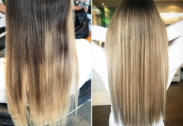 Balayage, Ombre, Dip-Dye or Root Melt Hair Package incl. Colour, Style Cut, Shampoo, OLAPLEX Treatment, Head Massage & Blow Wave Finish - 30 Locations Available