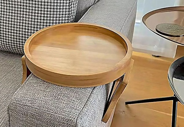 Natural Bamboo Sofa Armrest Clip-On Tray