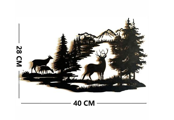 Rustic Metal Forest Deer Wall Decor - Option for Two-Pack