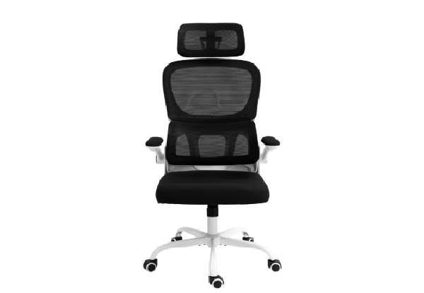 Black & White Ergonomic Mesh Office Chair with Lumbar Support