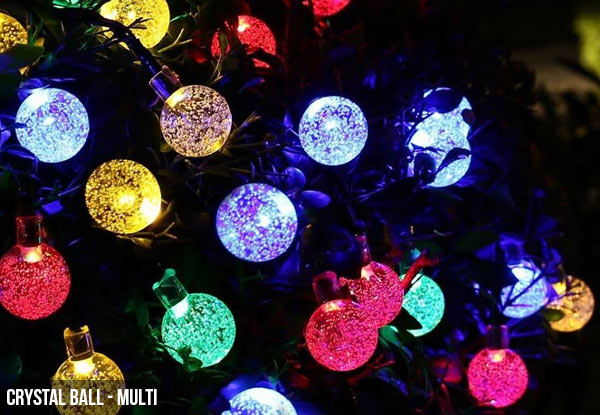 Solar-Powered 30 LED Ball String Lights - Five Styles Available