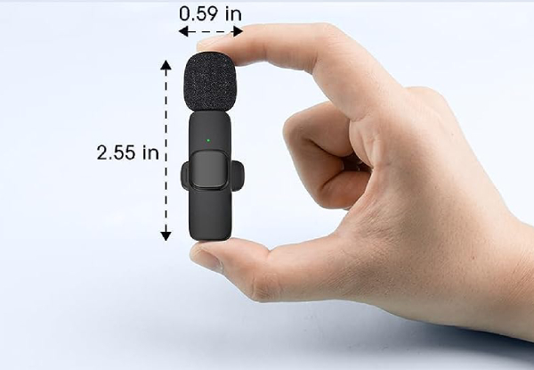 Mini Lavalier Lapel Wireless Microphone - Option for Lightning Charger or USB-C Charger