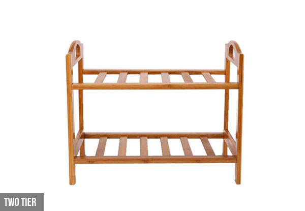 Natural Bamboo Shoe Storage Shelf - Three Sizes Available & Option for Two