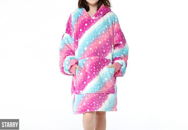 Wearable Printed Hoodie Blanket - Options for Kid & Adult Sizes - Five Styles Available