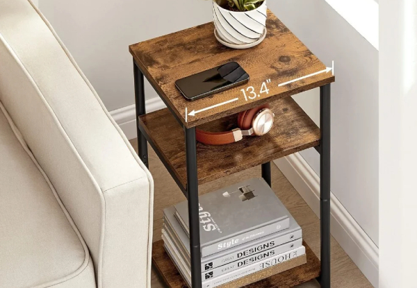 Three-Tier Side Table with Storage Shelf