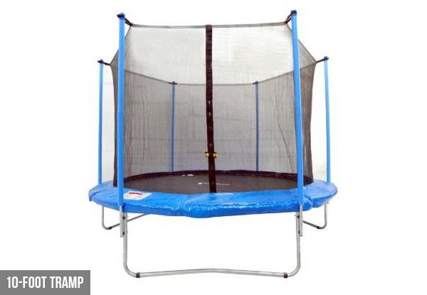 10-Foot Trampoline with Enclosure & Safety Netting or Jumping Board