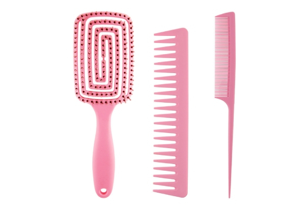 Three-Piece Detangling Hair Brush Comb Set - Three Colours Available