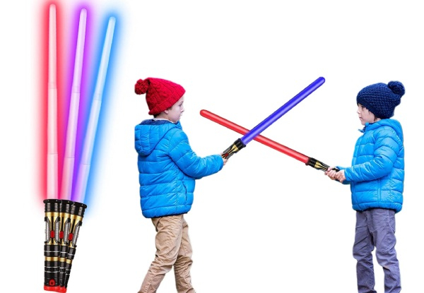 Three-Colour Changing Retractable Light-Up Swords - Option for Two-Pack