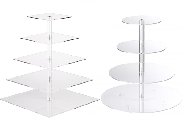 Acrylic Cake Display Stand with LED String Lights - Two Options Available