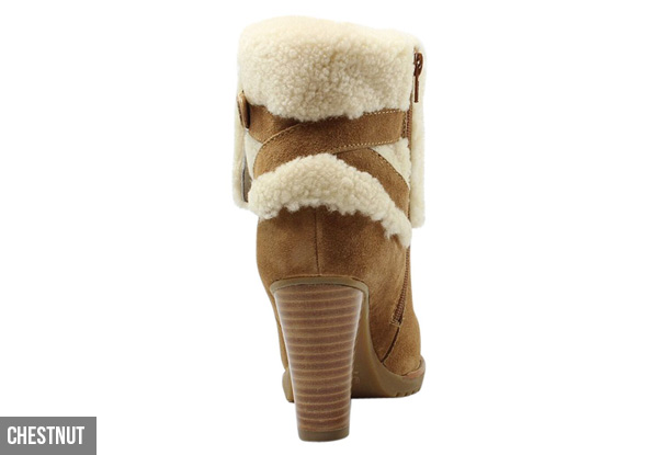 Auzland Women's Leather High Heel Fashion UGG Boots - Two Colours Available