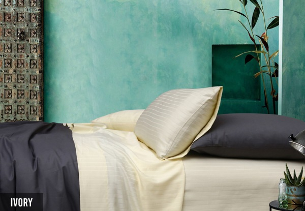 Bedding N Bath 1000TC Cotton Rich Stripe Sheet Set - Available in Six Colours & Two Sizes