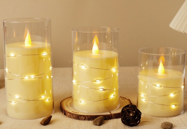 Three-Pieces Flameless LED Candle Lights Set - Available in Three Styles & Options for Two-Set