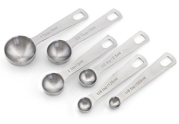 Six-Piece Stainless Steel Measuring Spoon Set