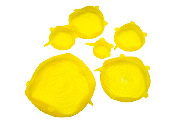 Six-Piece Reusable Silicone Lid Cover Pack - Four Colours Available & Option for Two-Pack