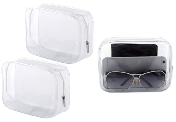 Three-Pack Clear PVC Travel Toiletry Bag
