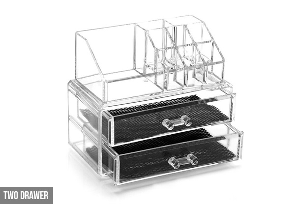 Clear Cosmetic Organiser - Two-Drawer & Four-Drawer Options Available