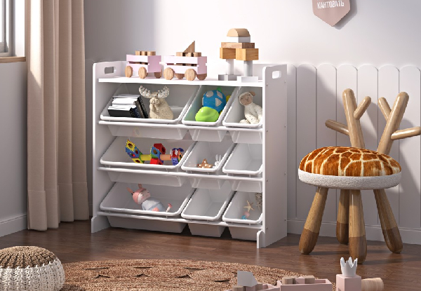 Kids Toy Storage Shelf with Nine Bins