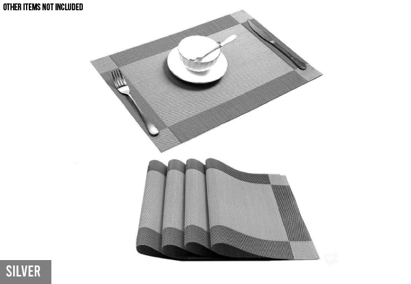 Four-Pack of Heat-Resistant Washable Placemats - Three Colours Available & Option for Eight-Pack