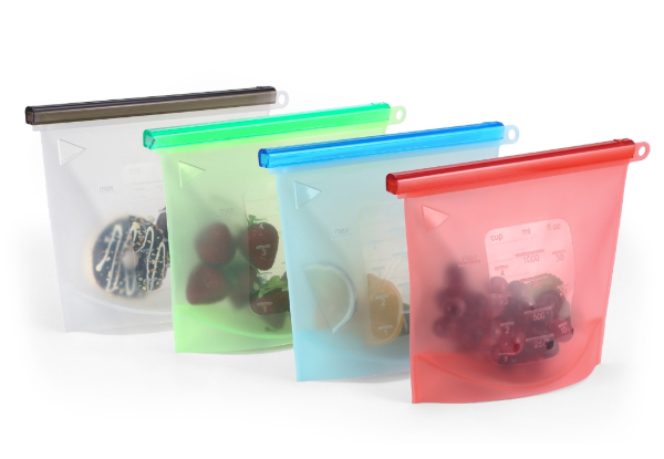 Four-Pack of Silicone Food Storage Airtight Bags - Option for Eight-Pack Available