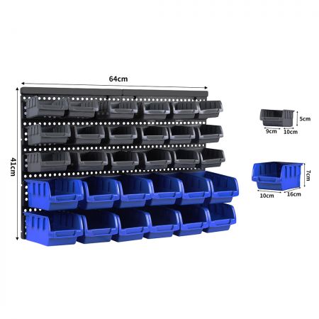 30-Piece Wall Mounted Tool Storage Bins