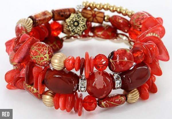Natural Stone Wrap Bracelet Range - Four Colours Available with Free Delivery