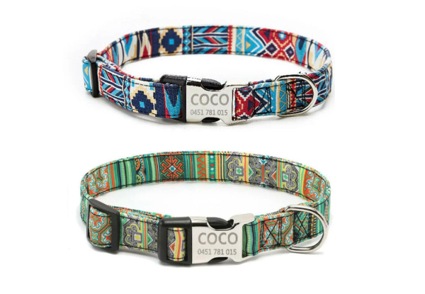 Personalised Ethnic Pet Collar - Four Sizes Available