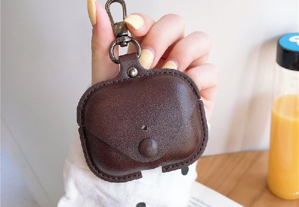 Leather Button Earphone Case for AirPods with Keychain Soft Leather - Five Colours & Three Options Available