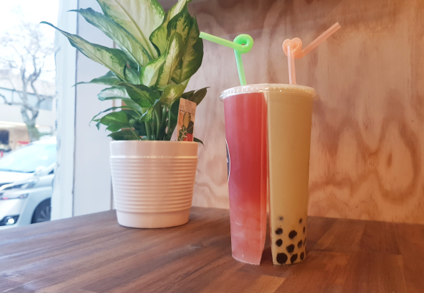 Two Twin-Cup Bubble Teas with Your Choice of Flavours & Milk or Clear Tea incl. One Topping