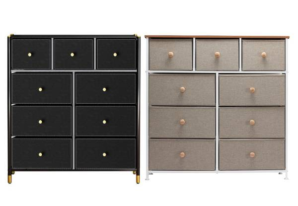 Nine-Drawer Tallboy Cabinet Dresser - Two Options Available