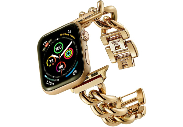 Stainless Steel Chain Bracelet Compatible with Apple Watch - Four Colours & Two Sizes Available