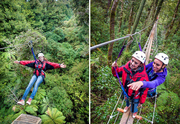 $159 for a Three-Hour Rotorua Canopy Tour & Go-Pro Footage Combo for an Adult or $115 for a Child (value up to $214)