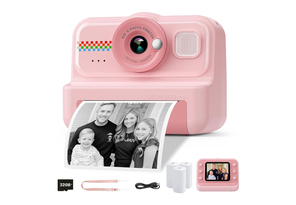 1080P HD Kids Instant Print Camera with Three Rolls Print Paper - Available in Four Colours