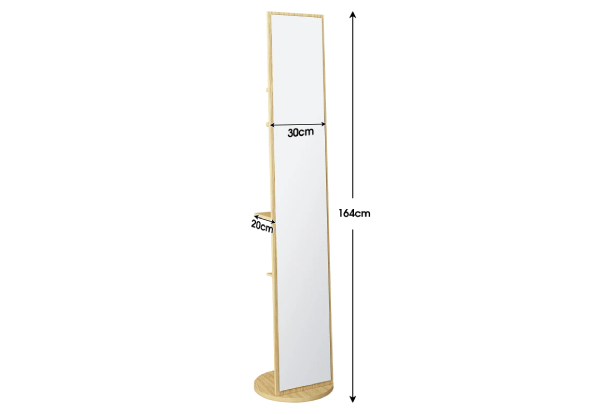 Freestanding Full-Length Mirror with Rotating Base & Storage - Two Colours Available