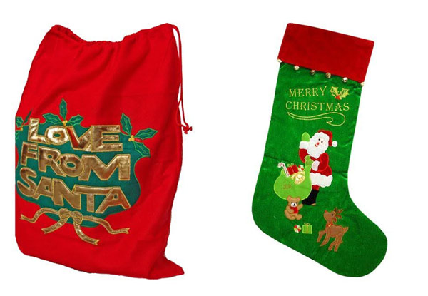 Embroidered Santa Sack - Option for a Christmas Stocking