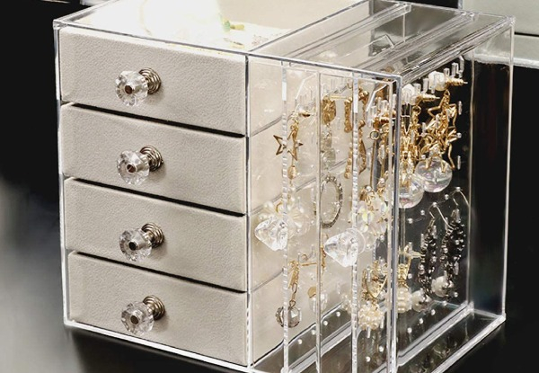 Acrylic Jewellery Organiser with Slots & Drawers