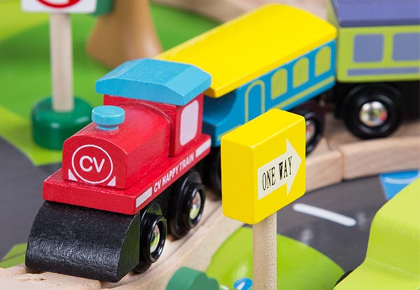 90-Piece Train Set with Wooden Table