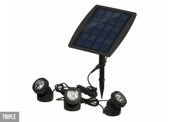 Solar LED Garden Fountain Pool Lights - Options for Double, or Triple