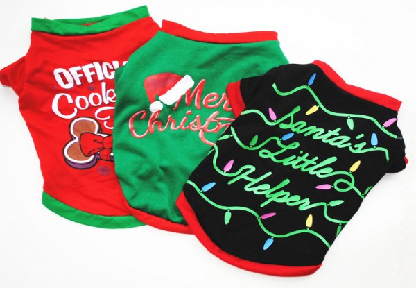 Christmas Pet Tee - Four Sizes & Three Colours Available