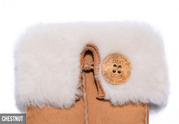 Auzland Women's Leather Suede Button UGG Gloves - Two Colours & Three Sizes Available