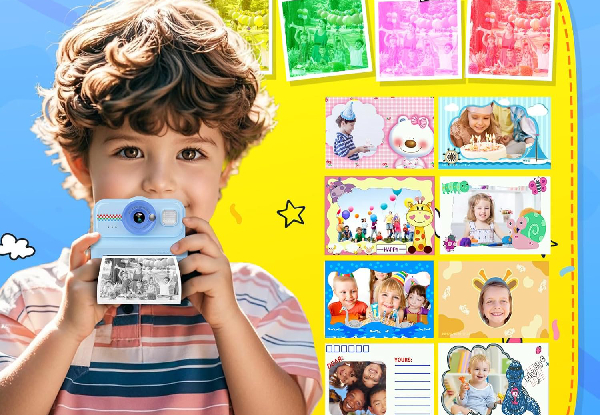 1080P HD Kids Instant Print Camera with Three Rolls Print Paper - Available in Four Colours
