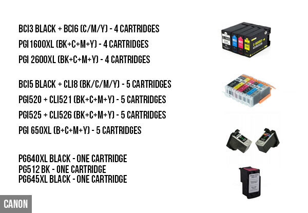 Set of Cartridges Compatible with HP, Brother, Epson & Canon Printers with Free Delivery
