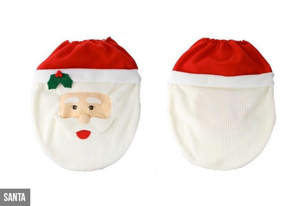 Christmas Toilet Seat Cover & Mat Set - Two Styles Available