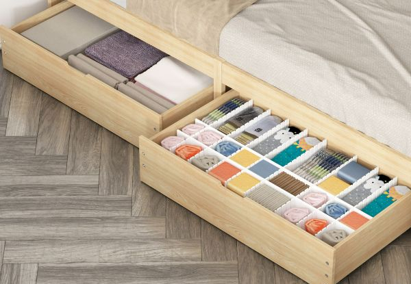 Two-Piece Levede Bed Frame Storage Drawers - Two Colours Available