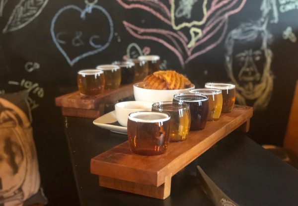 Craft Beer Tasting Trays with Waffle Fries for Two People