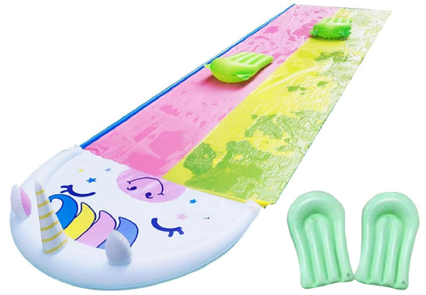 Kid's Floor Water Slide with Two Bodyboards